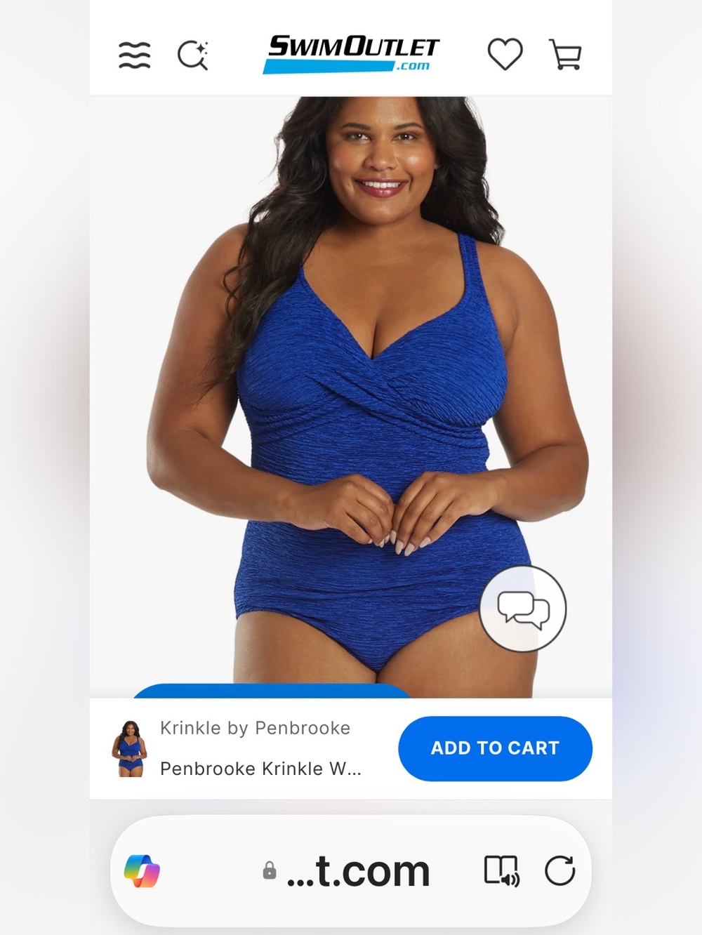 Long Torso Plus-Size Krinkle texture fabric One-Piece Swimsuit in Royal Blue 22
